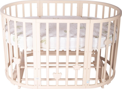 Кроватка-трансформер Лель Декор 17 в 1 с маятником 125*75 (овал) и 75*75 (круг) слон.кость