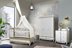 Комод Lovely baby ESLA белый деревянные вставки