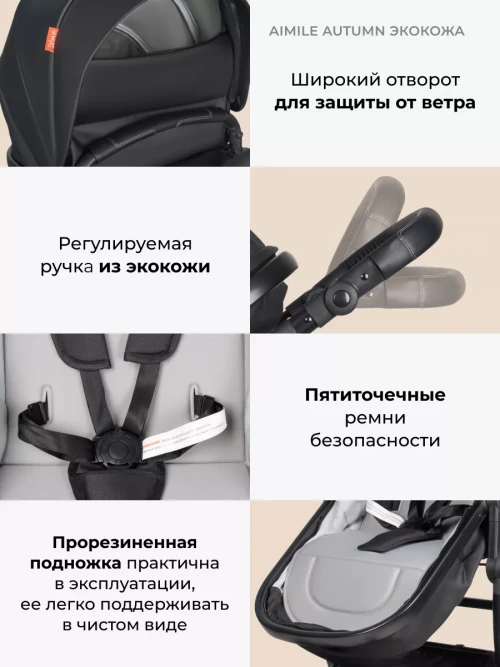 Коляска-трансформер Farfello Aimile Original Autumn 2 в 1 Parisian Night эко