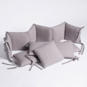 Защита для детской кроватки (бампер универсальный)"Soft Cotton" (Серо-лиловый) т.м.Perina - фото 1