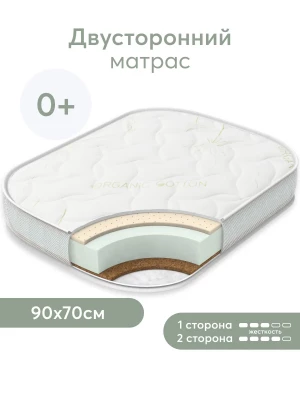 Матрас для кроватки 90*70 11 см кокос бепружинный прямоугольный закругленный Happy Baby Mommy Lux - фото 1