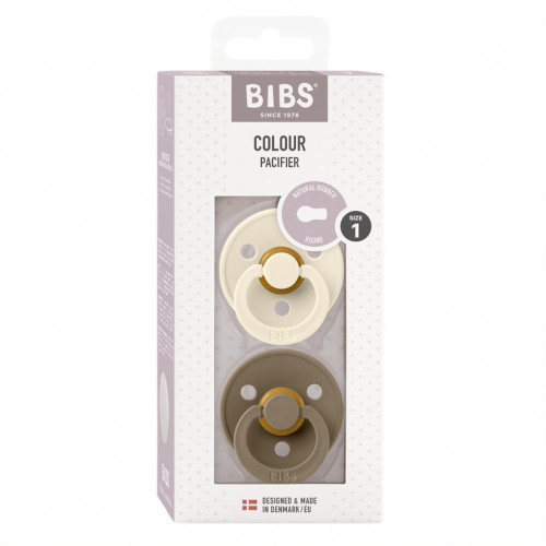 Набор пустышек латексных BIBS Colour, 2 шт.: Ivory/Dark Oak, 6+ мес.