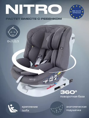 Автокресло Rant UB619 Nitro isofix 0/1/2/3 (0-36 кг) Grey  - фото 1