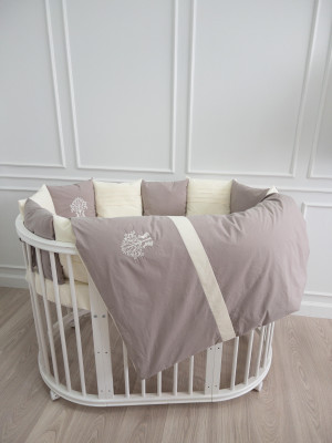 К-т 6пр.для овальной и прямоугольной кроватки "Organic baby cotton" цв.бежевый 6116/4 - фото 1