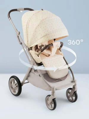 Коляска прогулочная Happy Baby Luna 360 beige flowers