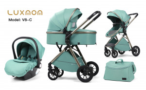 Коляска-трансформер Luxmom V2 (V8+C) 3 в 1 зеленый